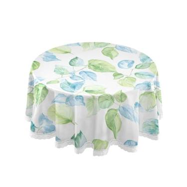 Imagem de SEHANY Toalha de mesa redonda com folhas verdes pastorais, 152 cm, tecido lavável sem rugas, toalha de mesa redonda com renda decorativa para restaurante, casamento, acampamento, festa Fiesta Cinco de