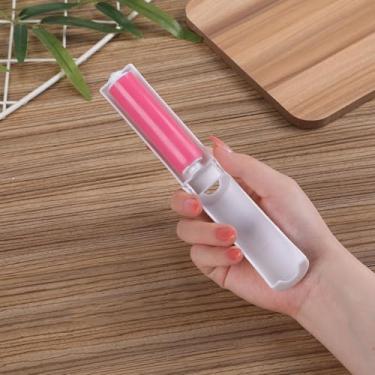 Imagem de Rolo de fiapos lavável – Removedor de pelos de animais de estimação reutilizável dobrável para sofá, escova portátil para remoção de pelos, escova de limpeza para celular, adequado para viagens (rosa)