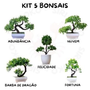 Imagem de Genérico, Kit 5 Bonsais Artificial Todos Modelos - Beleza Sem Manutenção Visual Realista