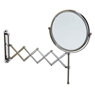 Imagem de YYBOES Espelho de maquiagem montado na parede 20,3 cm espelho de vaidade dobrável dupla face espelho retrátil
