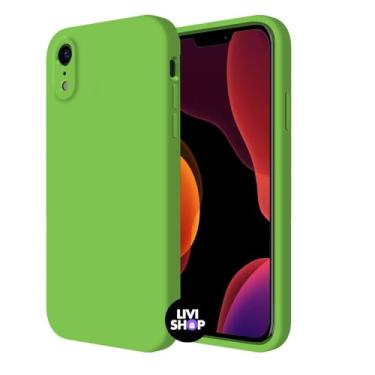 Imagem de Capa Case Capinha Para iPhone XR Silicone Com Bordas Elevadas Aveludada Forro Premium (VERDE LIMAO)