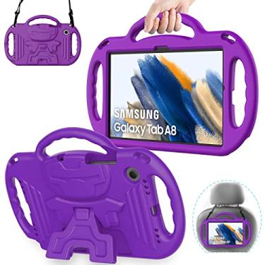 Imagem de AVAWO Capa infantil para Samsung Galaxy Tab A8 10,5 polegadas 2022, roxa, à prova de choque, leve, com alça e protetor de tela