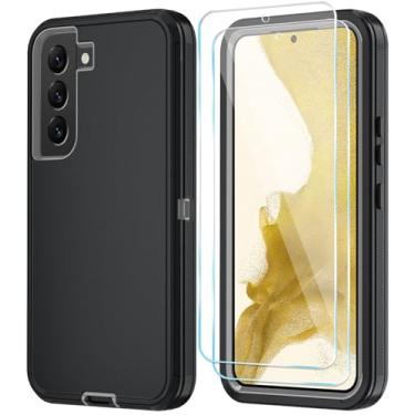 Imagem de ONOLA Capa de celular para Samsung Galaxy S22 Plus com protetor de tela HD, resistente, à prova de choque e à prova de quedas, capa para celular Galaxy S22 Plus de 6,6 polegadas, cinza preto