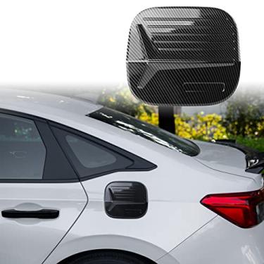 Imagem de CKE Para 11ª geração Civic Sedan visual agressivo carro capa de tanque de combustível acabamento acabamento tampa de gás adesivo de decoração exterior maçaneta lateral para Honda Civic 2022 acessórios - estilo fibra de carbono
