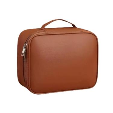 Imagem de Bolsa de Maquiagem, Grande Capacidade Com Compartimentos, Ideal Para Guardar Seus Batons, Bases e Muito Mais, PráTica Para Transportar.(Marrom)