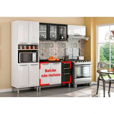 Imagem de Cozinha Completa Branca E Preta Em Aço 3 Peças Tarsila Com 3 Vidros Com Entrada Para Forno