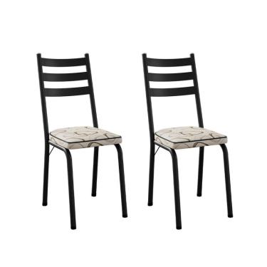 Imagem de Conjunto com 2 Cadeiras New Revestimento Sintético Cedro e Preto