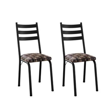 Imagem de Conjunto com 2 Cadeiras New Revestimento Sintético Mosaico Palha e Preto