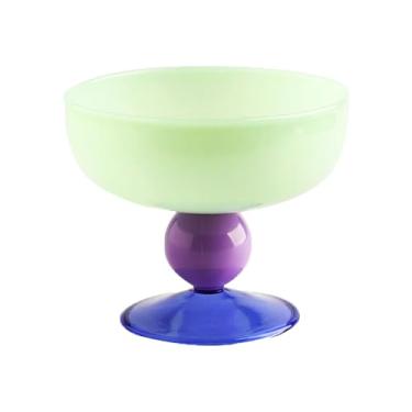 Imagem de TMXAOK Tigela de sobremesa de vidro colorido, pequena cor de doce, sorvete, pudim, frutas, lanche, iogurte, tigelas de servir, molhos de nozes, tigela decorativa com pés para casa, café, casamento