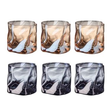 Imagem de Copo de uísque de 280 ml, conjunto caseiro, copo de vidro colorido de cerveja, copos torcidos irregulares - copo de uísque quadrado minimalista, eleve sua experiência de degustação (F)