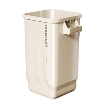 Imagem de Caixote do lixo de plástico, lata de lixo de grande capacidade de 23/32L com alça robusta, lata de lixo moderna aberta para cozinha doméstica, 2 caixote do lixo/creme/s