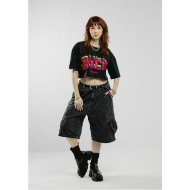 Imagem de Cropped oversized feminina burn preto -jayjam rockwear, G2