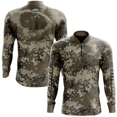 Imagem de Camiseta Manga Longa Pescaria Esportiva Proteção Gola Ziper - Makis Fi