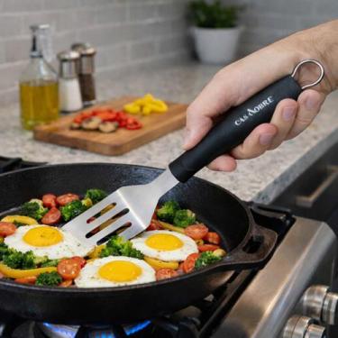 Imagem de Espátula Vazada Aço Inox Para Frituras Grelhados Hamburguer Ovo Lanche