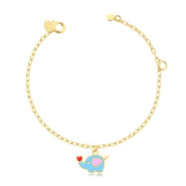 Imagem de Pulseira Infantil Elefantinho De Resina Folheada A Ouro - Radhau Joias