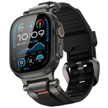 Imagem de ULTIMAL Compatível com Apple Watch Ultra 3/2/1 de 49 mm/46 mm/45 mm/44 mm para homens, pulseira de silicone com fivela de aço inoxidável durável para Apple Watch Ultra 3/2/1 séries 11/10/9/8/7/6/5/4/3