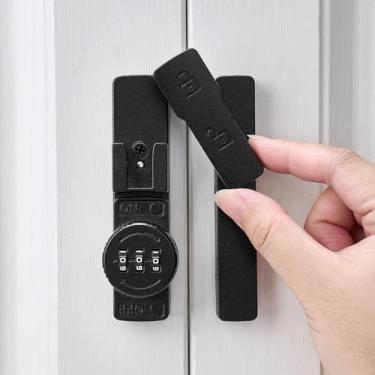 Imagem de INIRET Fechadura de porta de celeiro fosca, trava mecânica com senha, trava dobrável com combinação, senha de 3 dígitos sem chave, protege a privacidade, para porta de celeiro, janelas, jardim