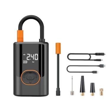 Imagem de Inflador de Pneus Portátil para Carro - Bomba Inflação 150 Psi Sem Fio com Bateria Recarregável 3600mAh Medidor Digital Pressão Desligamento Automático Luzes LED Fonte Energia Carros Motos Bicicletas