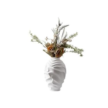 Imagem de Vaso de cerâmica branca fosco padrão de onda ornamentos de vaso decoração de mesa hall de entrada mesa de jantar vasos de flores (pequeno)