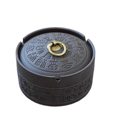 Imagem de Cinzeiro retrô criativo roxo areia cinzeiro com capa para evitar cinzas moscas grande escritório casa hotel sala de estar carro cinzeiro fumaça bandeja (B 15 cm)