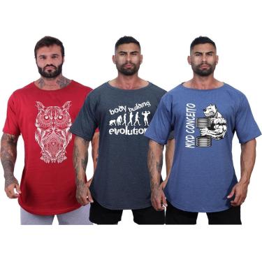 Imagem de Kit 3 Camisetas Morcegão Masculina MXD Conceito Fitness Academia Musculação-Masculino