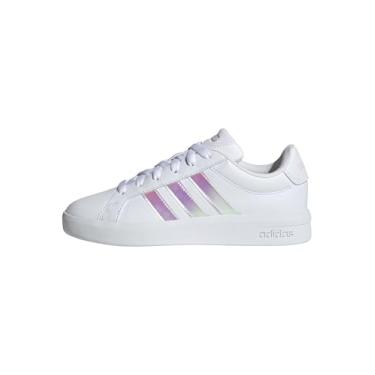 Imagem de adidas Tênis infantil unissex Grand Court 3.0 J, Branco/iridescente/quase rosa, 17