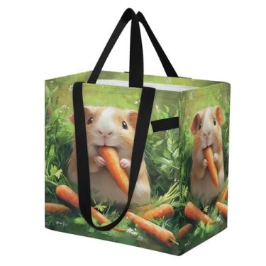 Imagem de CEBUGI Sacola reutilizável de porquinho-da-índia sacola dobrável com alças de grande capacidade para compras roupas piquenique