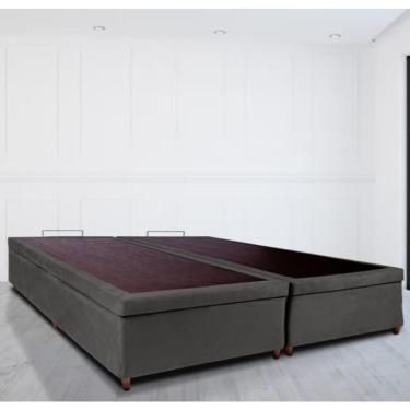 Imagem de Base Box Baú Bipartido Queen 158x198x46cm Luana Multimóveis Cr35382 Cinza