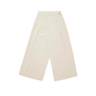 Imagem de Calça Feminina Biamar Pantalona Pregas Bolsos Bege Claro-Feminino