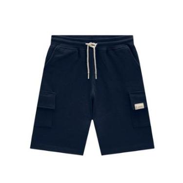 Imagem de Bermuda Infantil Menino Moletinho Onda Marinha Azul Marinho-Masculino