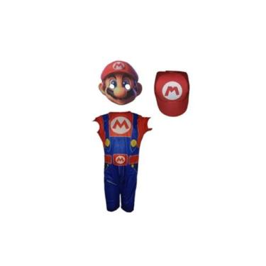 Imagem de Fantasia Roupa Infantil Mario Com Chapéu E.V.A e Máscara E.v.a. 3D. - 