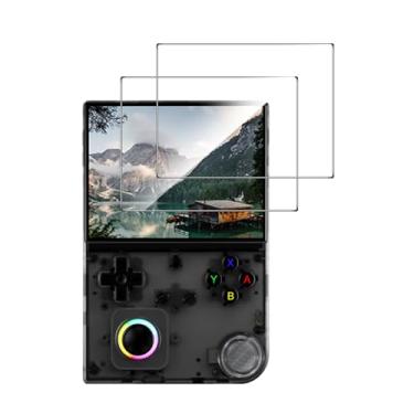 Imagem de Natbok Pacote com 2 protetores de tela compatíveis com Anbernic RG40XXV, filme de vidro temperado de cobertura total 9H, HD transparente resistente a arranhões, sem bolhas para protetor de tela retrô