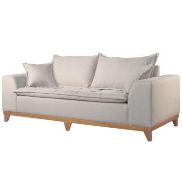 Imagem de Sofá Living Lótus Linho Nude Com Pés Em Madeira