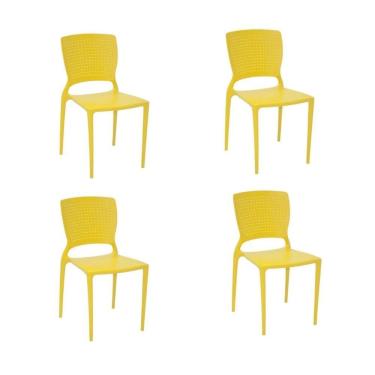 Imagem de Kit 4 Cadeiras Safira Amarela Tramontina 92048/000