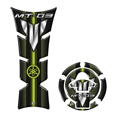 Imagem de Kit Adesivo Protetor Tanque E Bocal Moto Yamaha Mt-03 Verde Verde