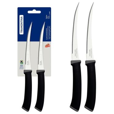 Imagem de Conjunto De Facas Para Tomate Tramontina Felice Lâminas De Aço Inox Preto 2 Peças Tramontina