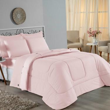 Imagem de Edredom Queen Nobre 1 Peça Dupla Face 2,20m X 2,40m Malha 100% Algodão - Rosa