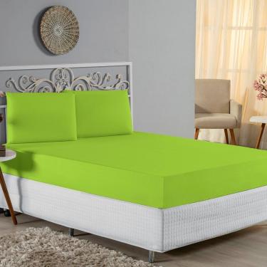 Imagem de Jogo De Cama Casal Nobre 3 Peças Lençol Com Elástico De 30cm De Altura Malha 100% Algodão - Pistache