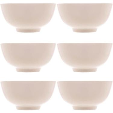 Imagem de 6 Bowls de Porcelana Lyor 330ml Sobremesa Fruta Petisco Tigelas Brancas 12,5x6,5cm Clean
