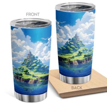 Imagem de Caneca de viagem Oasisdream Tumbler de aço inoxidável 600mL com tampa