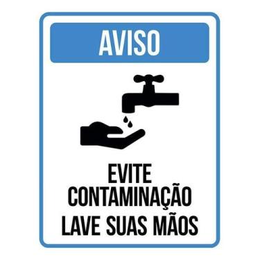 Imagem de Kit 10 Placa Acm Evite Contaminação Lave Suas Mãos ul18X23 - Sinalizo