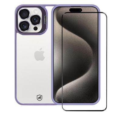 Imagem de Kit Capa Gravity Lilás E Pelicula Ultra Glass Para Iphone 15 Pro - Gshield