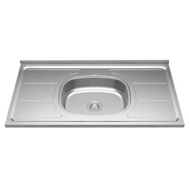 Imagem de Pia De Cozinha Com Cuba E Válvula Bali 100cm Aço Inox - Ghel Plus