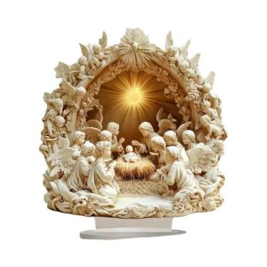 Imagem de Figurinha De Jesus Em Acrílico Branco Para Cenário De Natal, Ornamento