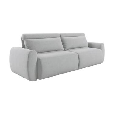 Imagem de Sofá 4 Lugares Retrátil e Reclinável City Linho Cinza Claro 240 cm - M