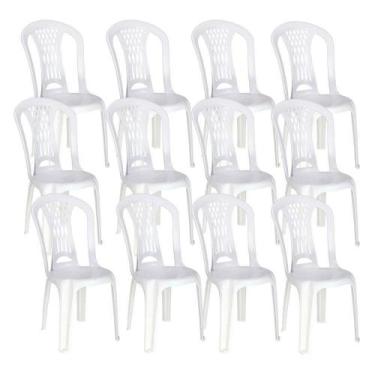 Imagem de Kit 12 Cadeiras De Plástico Sem Braço Laguna Tramontina Basi Branco