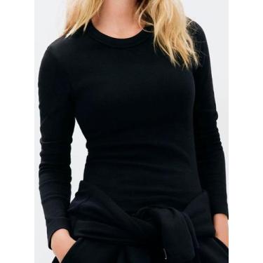 Imagem de Blusa Manga Longa Hering 4H5R Feminina Slim Ribana Canelada T. P/XG, X