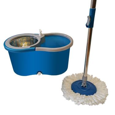 Imagem de Esfregão Mop Tronos Giratorio Compacto Balde Alumínio 12L Com 3 Refis