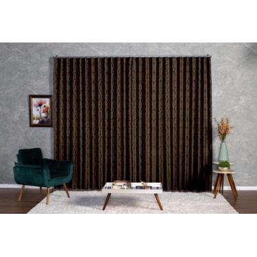 Imagem de Cortina Jacquard 5,00x2,50 Para Trilho Suíço - - Ludatex, Marrom-escur