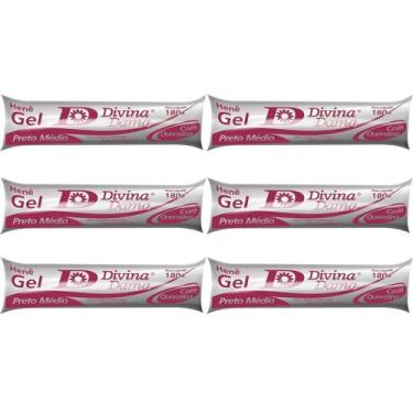 Imagem de Hene de Cabelo Gel Preto Médio Divina Dama 180g Bisnaga Kit c/6 Unidad